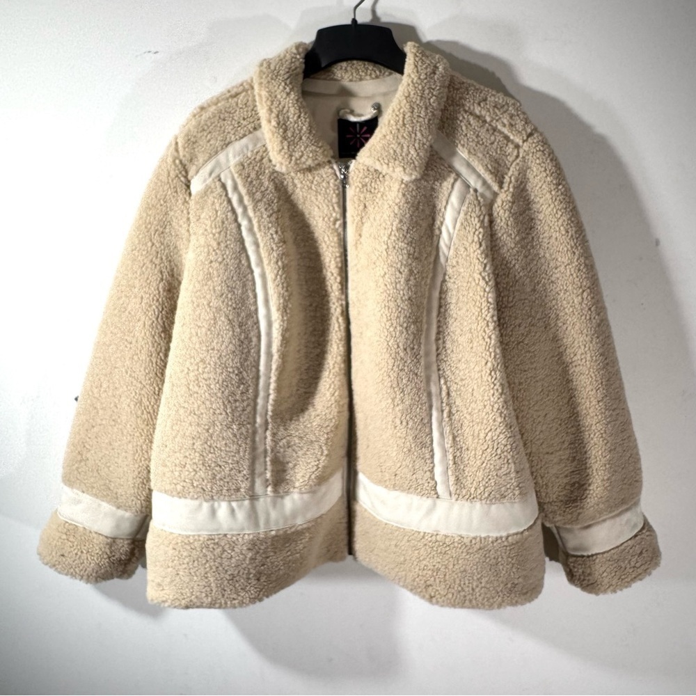 Isaac Mizrahi Cozy Faux Shearling Suede Zip Front Jacket NEW